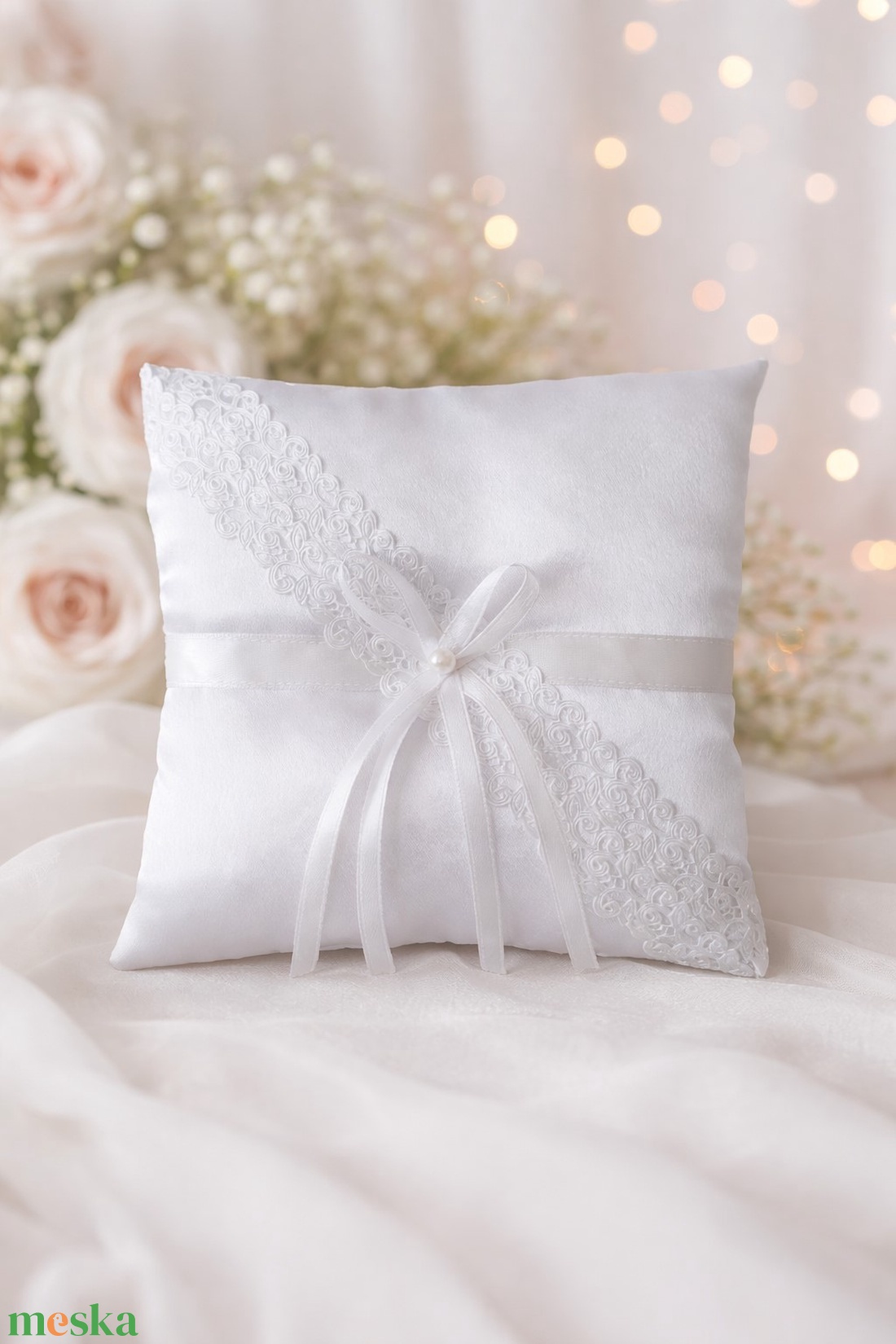 Gyűrűpárna -paszomány díszítéssel - esküvő - kiegészítők - gyűrűtartó & gyűrűpárna - Meska.hu