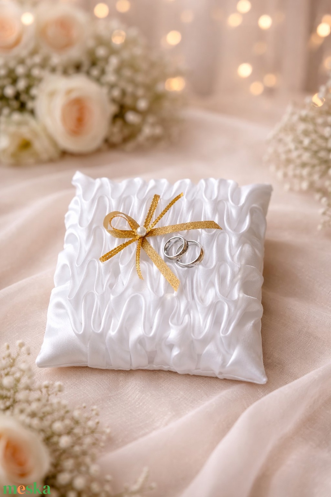 ,,ZOLICA Gyűrűpárna -különleges ráncolással - esküvő - kiegészítők - gyűrűtartó & gyűrűpárna - Meska.hu