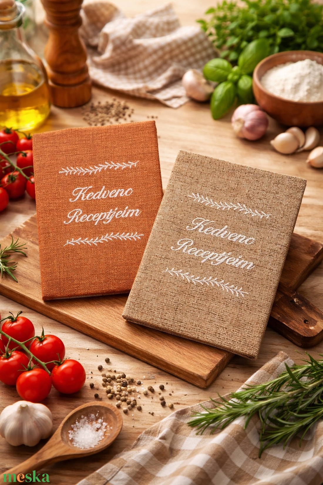 Receptfüzet hímzett borítóval - otthon & életmód - konyhafelszerelés, tálalás - sütés, főzés - receptfüzet - Meska.hu