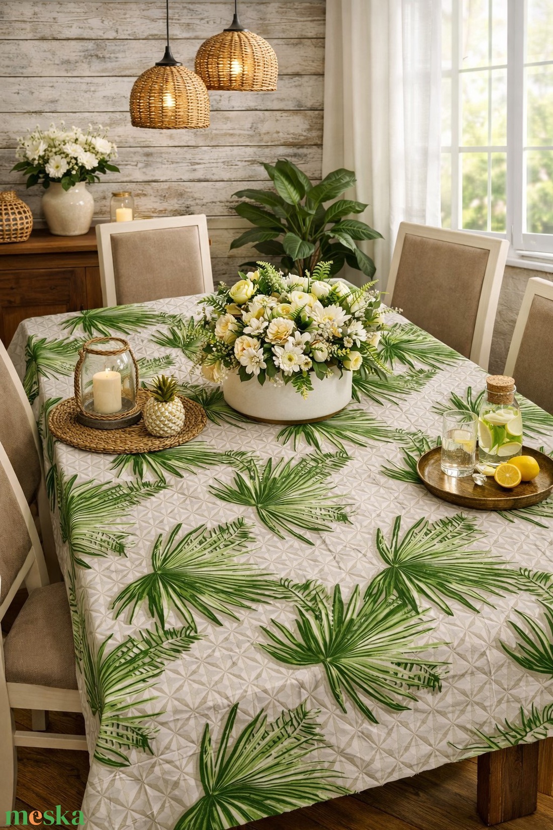 Asztalterítő - pálmalevelek - esküvő - dekoráció - asztaldísz - Meska.hu