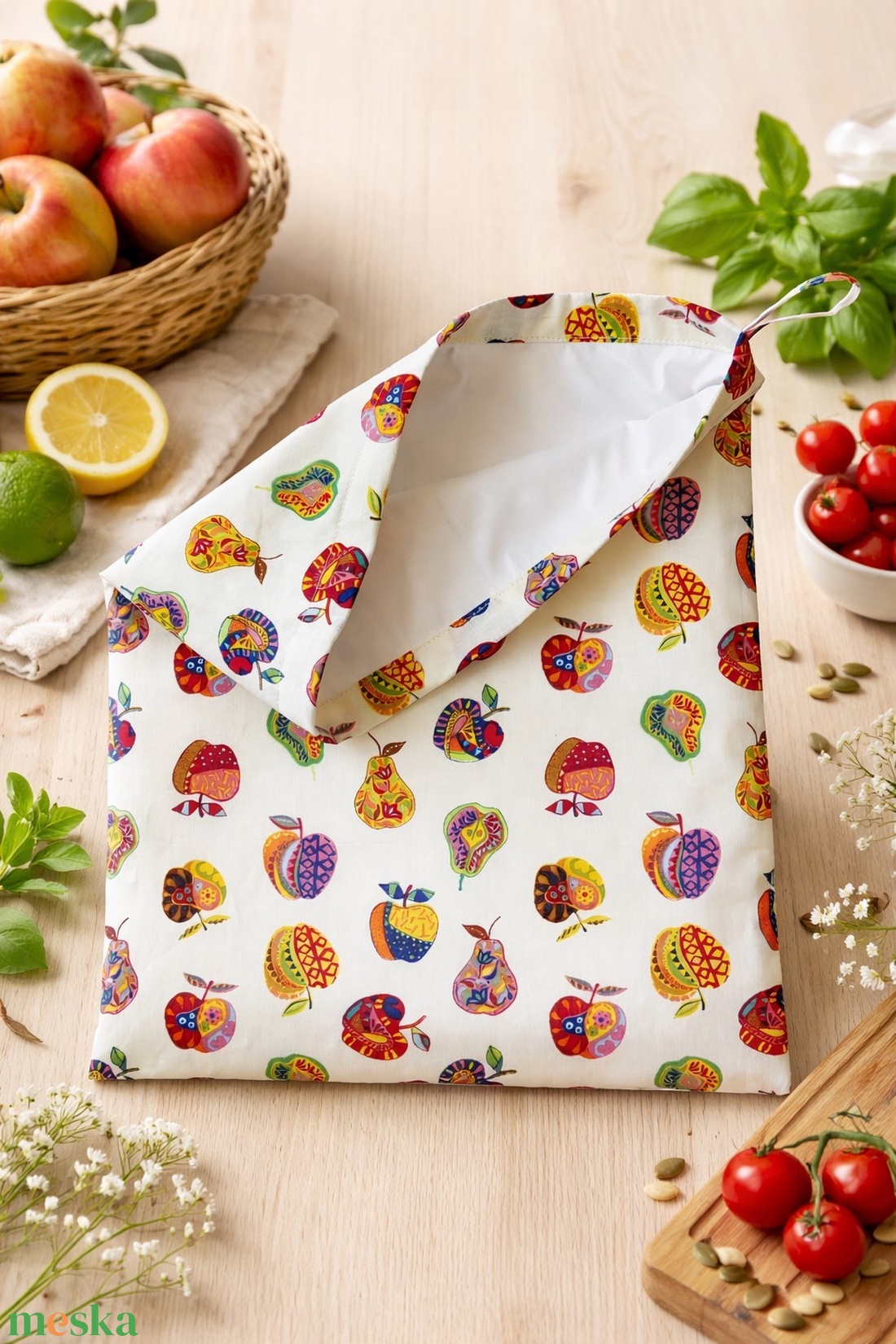 Gyümölcsös frissen tartó zsák - otthon & életmód - konyhafelszerelés, tálalás - konyhai tárolás - kenyértartó - Meska.hu