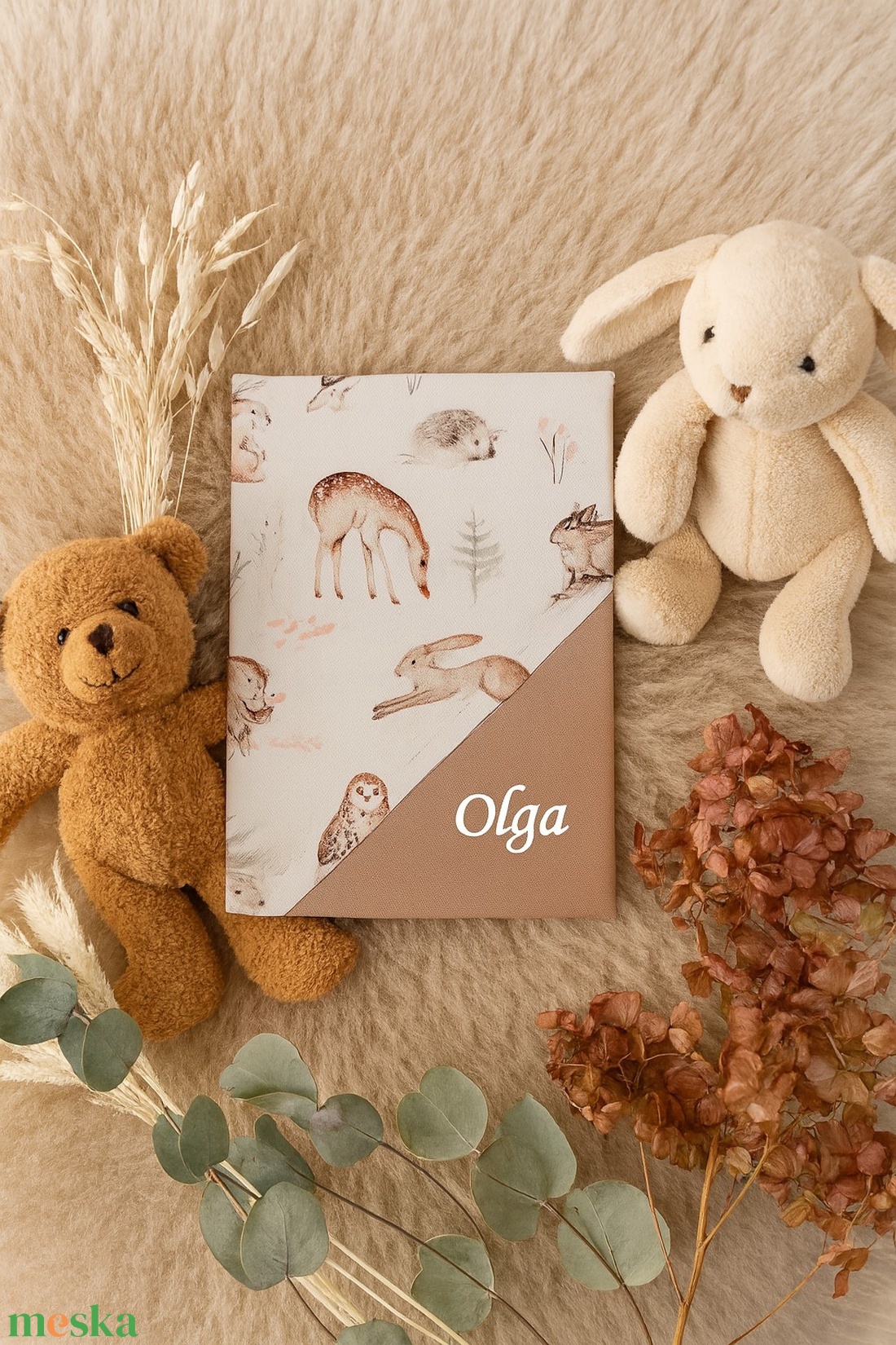 Egészségügyi könyvborító PRÉMIUM PAMUTSZATÉN - Mesés erdő - baba - mama - babaemlékek - egészségügyi kiskönyv borító - Meska.hu