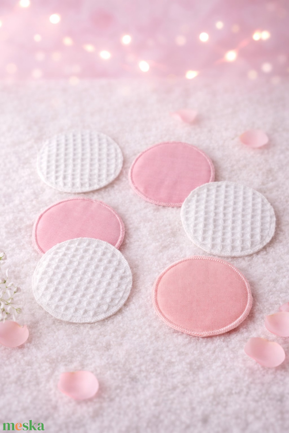 Öko kozmetikai korong - rózsaszín, fehér - kellékek & szerszámok - kozmetikai alapanyag - agyag - Meska.hu