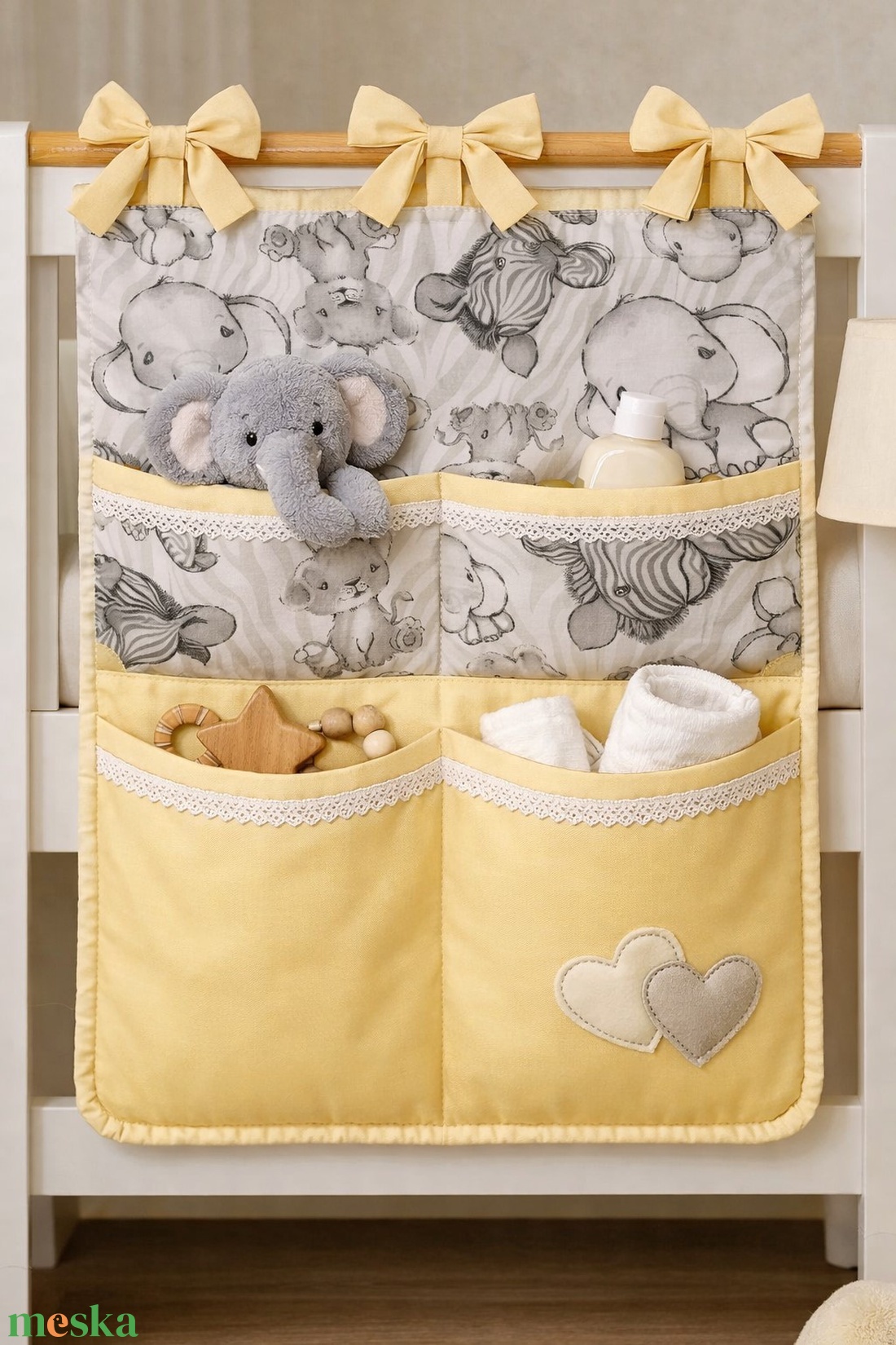 Zsebes tároló - Vanília Szavanna - baba - mama - baba ágynemű - szett kiságyba - Meska.hu