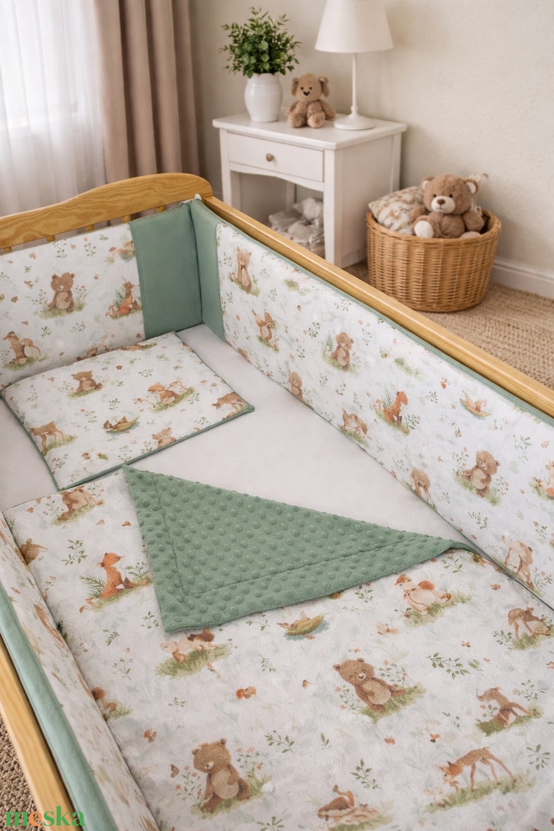 Babaágynemű szett 3 részes - Mackó és barátai - baba - mama - baba ágynemű - szett kiságyba - Meska.hu