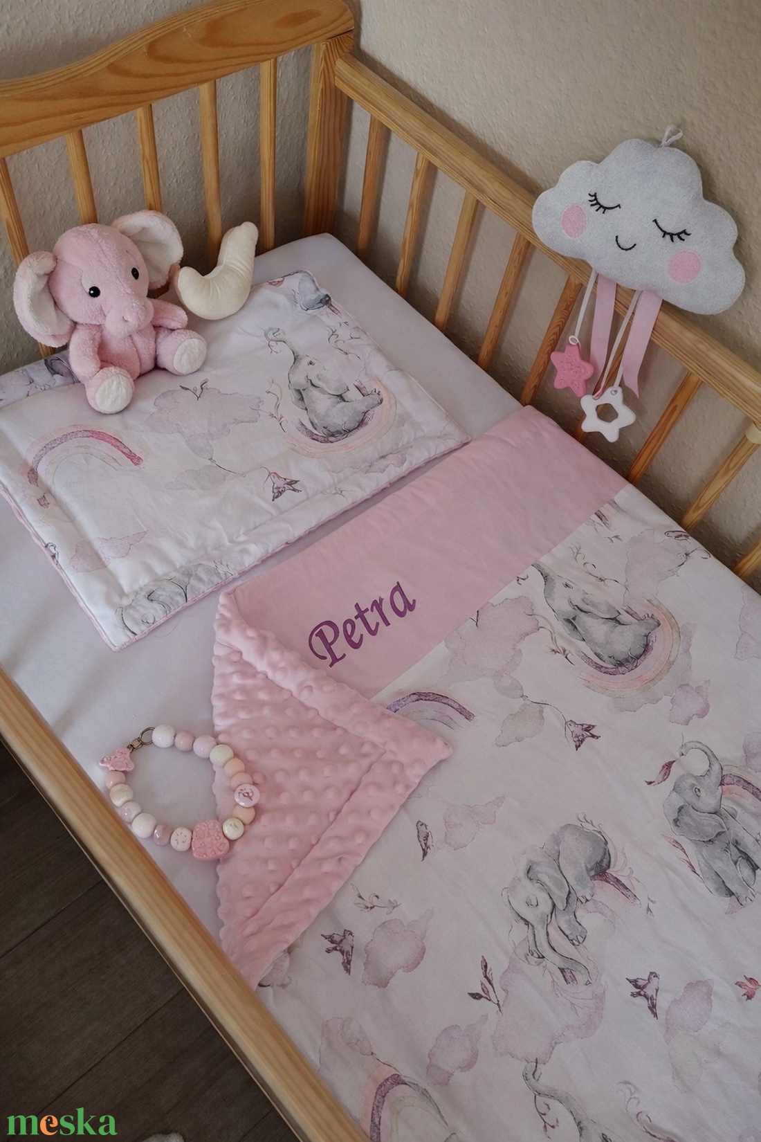 Babaágynemű szett 2 részes - Kis elefánt meséi - baba - mama - baba ágynemű - szett kiságyba - Meska.hu