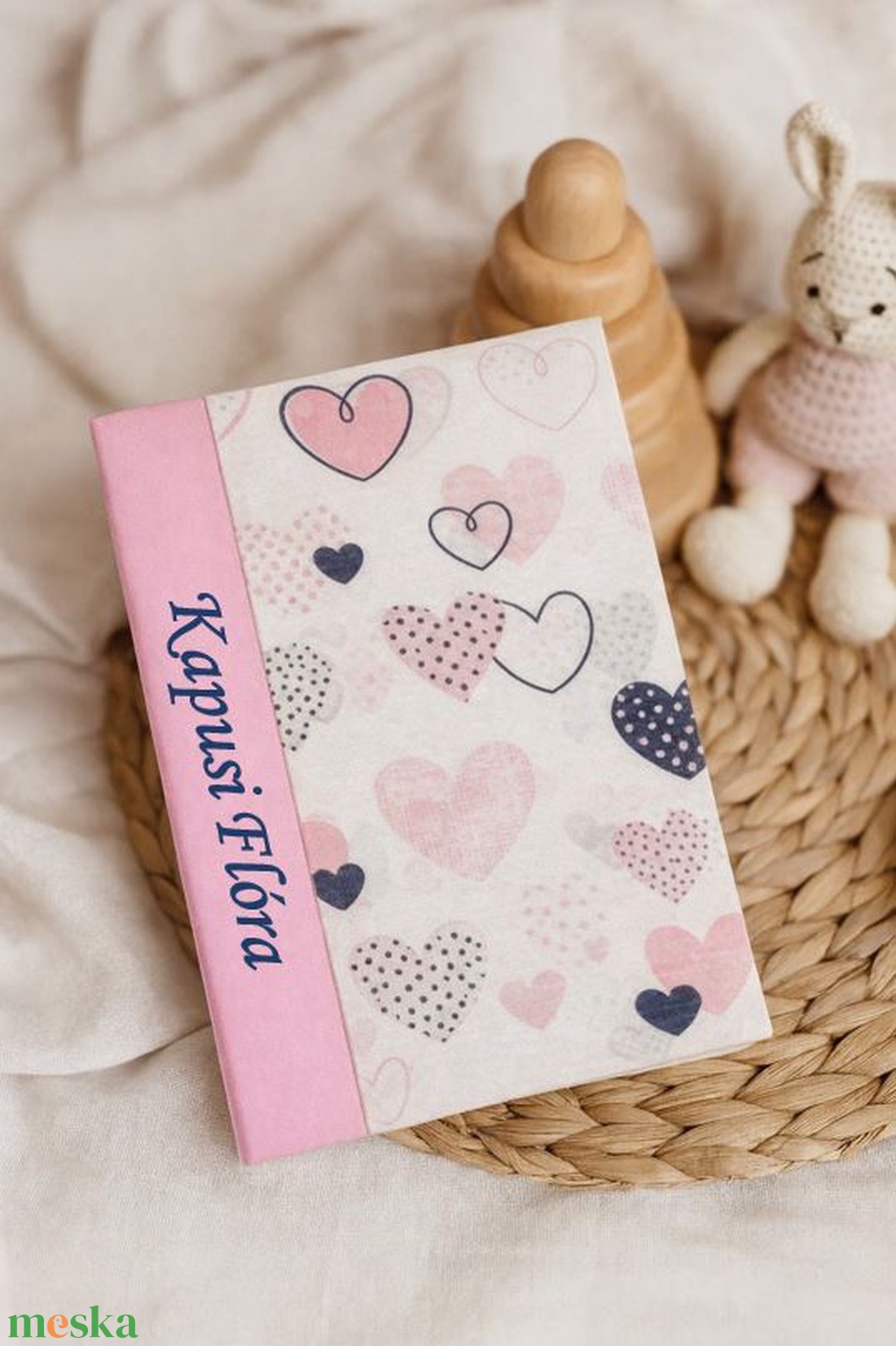 Egészségügyi könyvborító - Szivecskés - baba - mama - babaemlékek - egészségügyi kiskönyv borító - Meska.hu