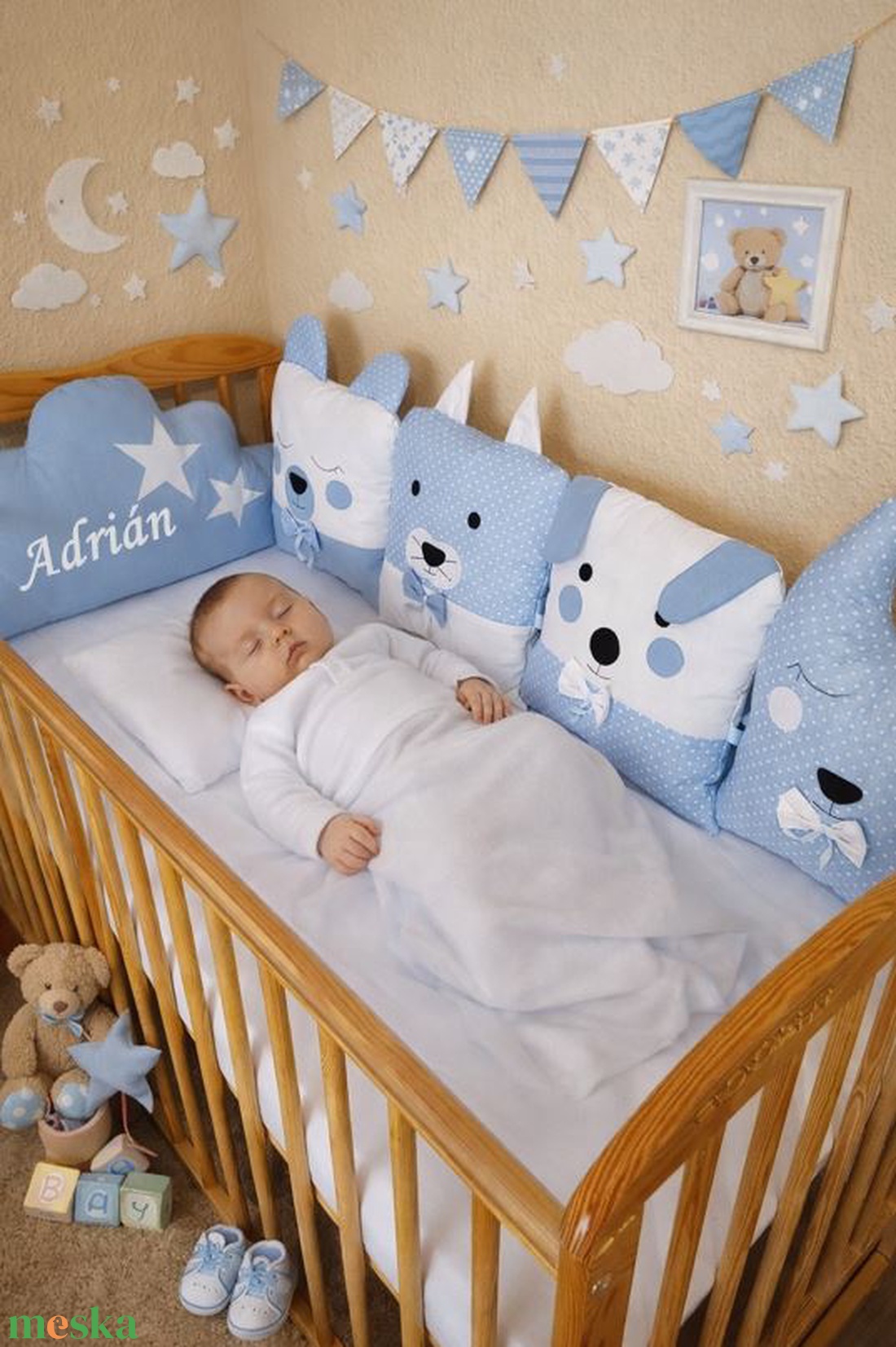 Rácsvédő ÁLLATOS - Kék varázslat - baba - mama - baba ágynemű - rácsvédő & baldachin - Meska.hu