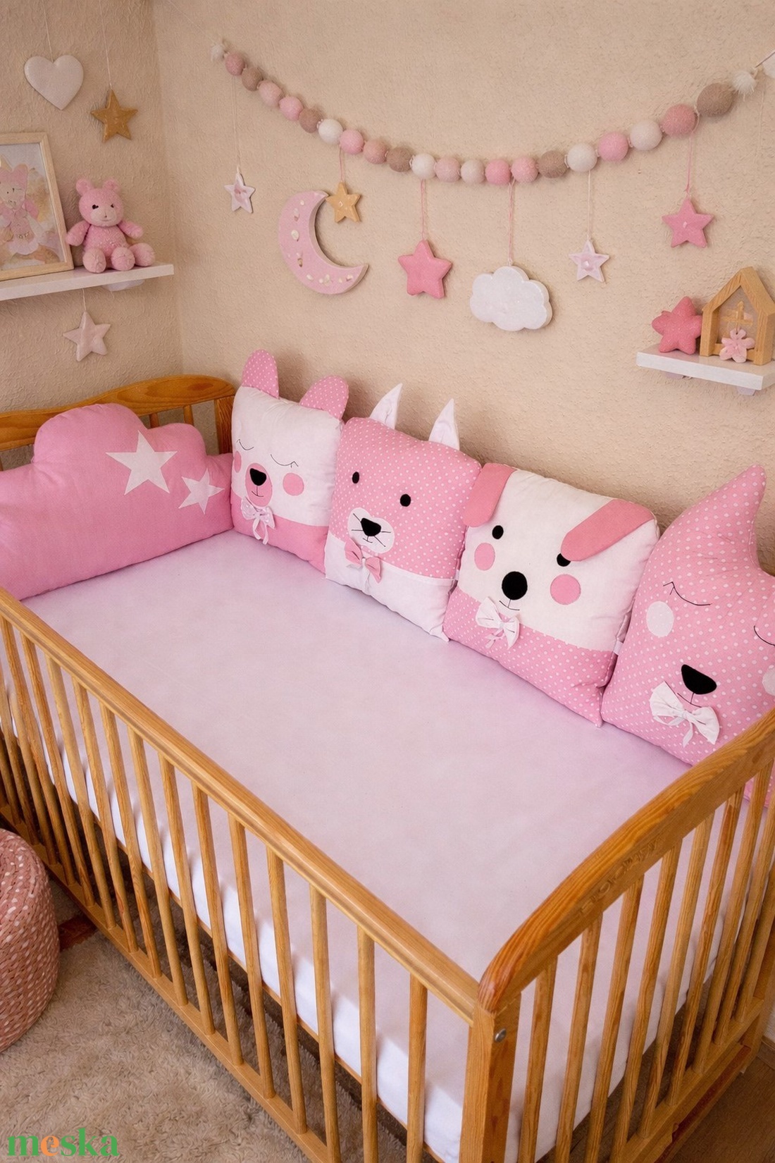 Rácsvédő ÁLLATOS - Rózsaszín álomvilág - baba - mama - baba ágynemű - rácsvédő & baldachin - Meska.hu