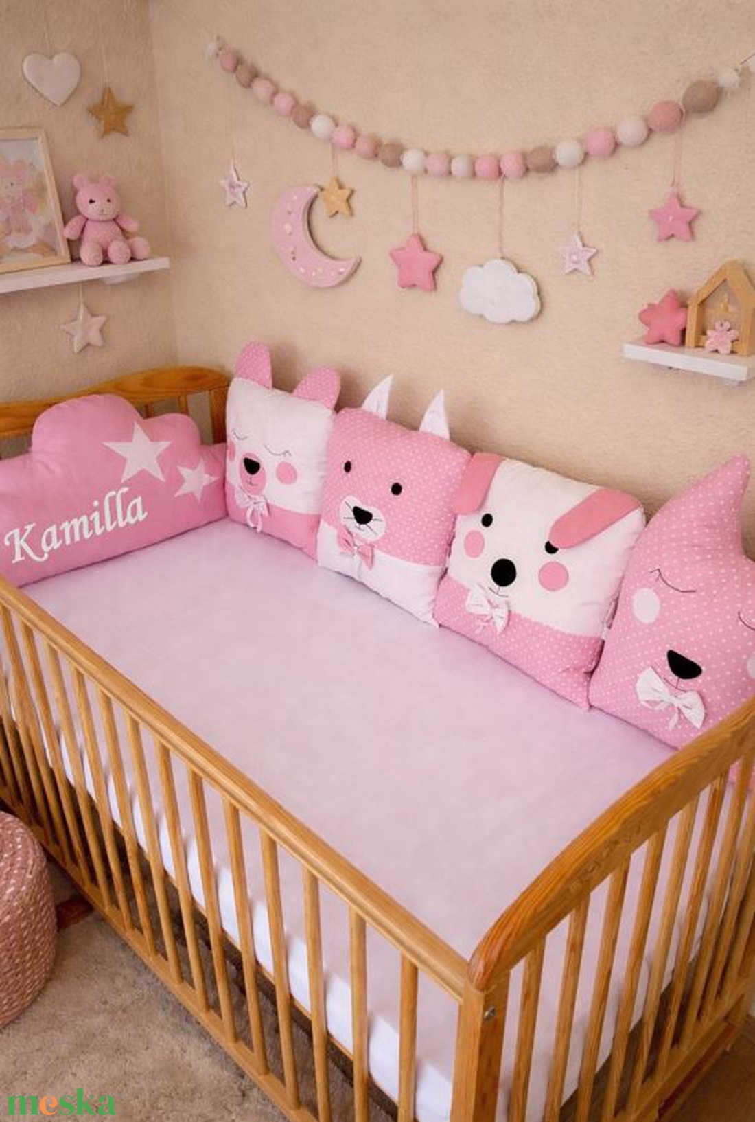 Rácsvédő ÁLLATOS - Rózsaszín álomvilág - baba - mama - baba ágynemű - rácsvédő & baldachin - Meska.hu