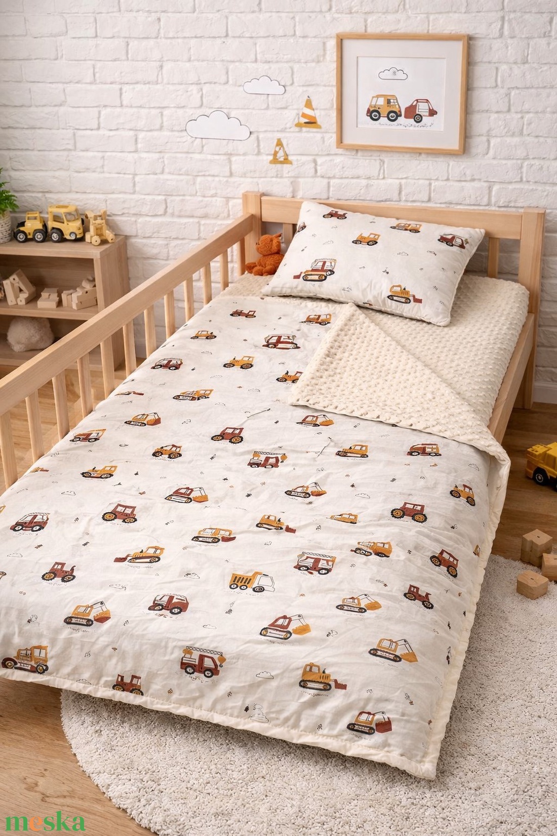 Gyermekágynemű szett 2 részes - Munkagépes kaland - játék & sport - ovis felszerelés - ovis ágynemű - Meska.hu