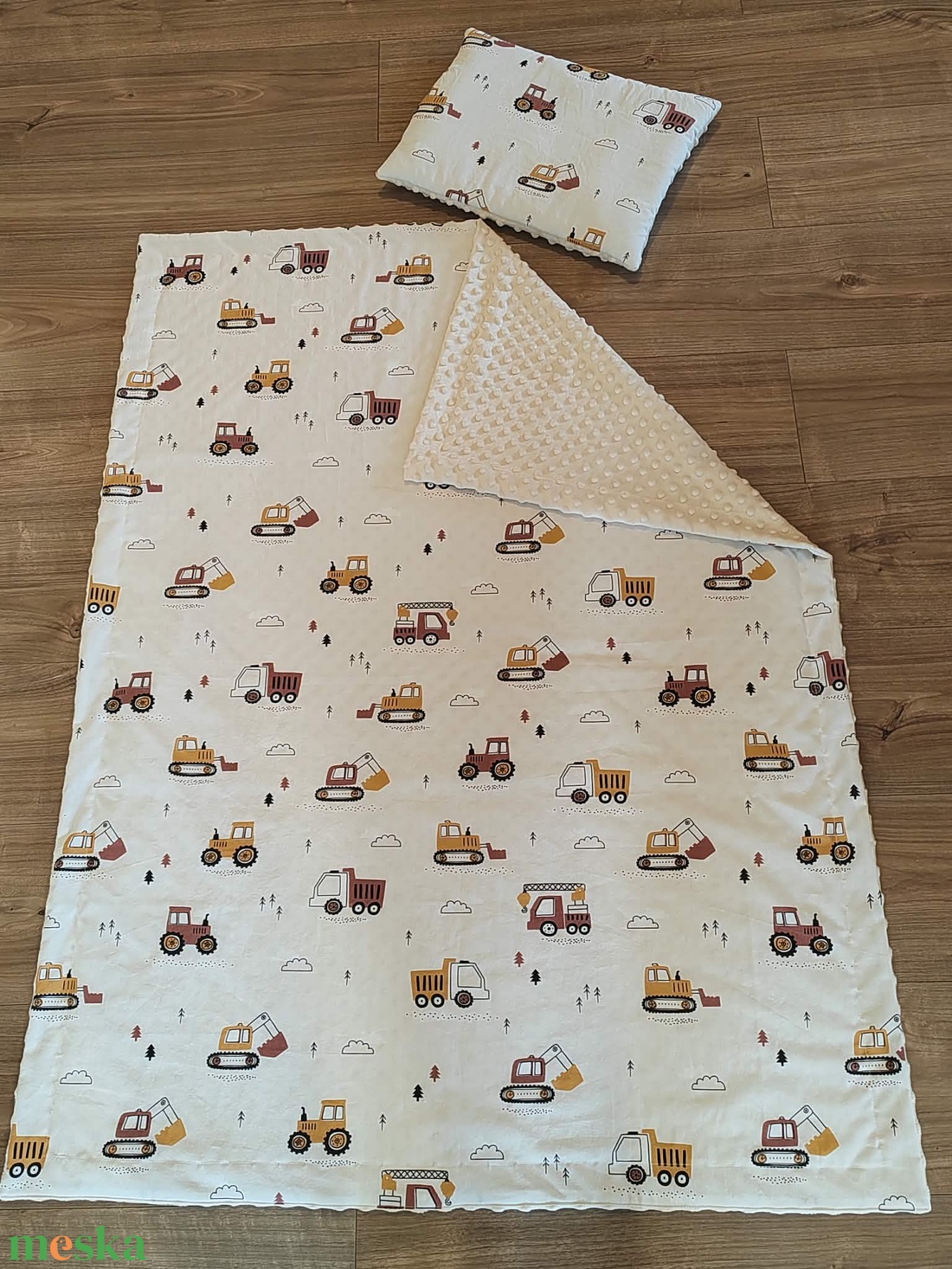 Gyermekágynemű szett 2 részes - Munkagépes kaland - játék & sport - ovis felszerelés - ovis ágynemű - Meska.hu