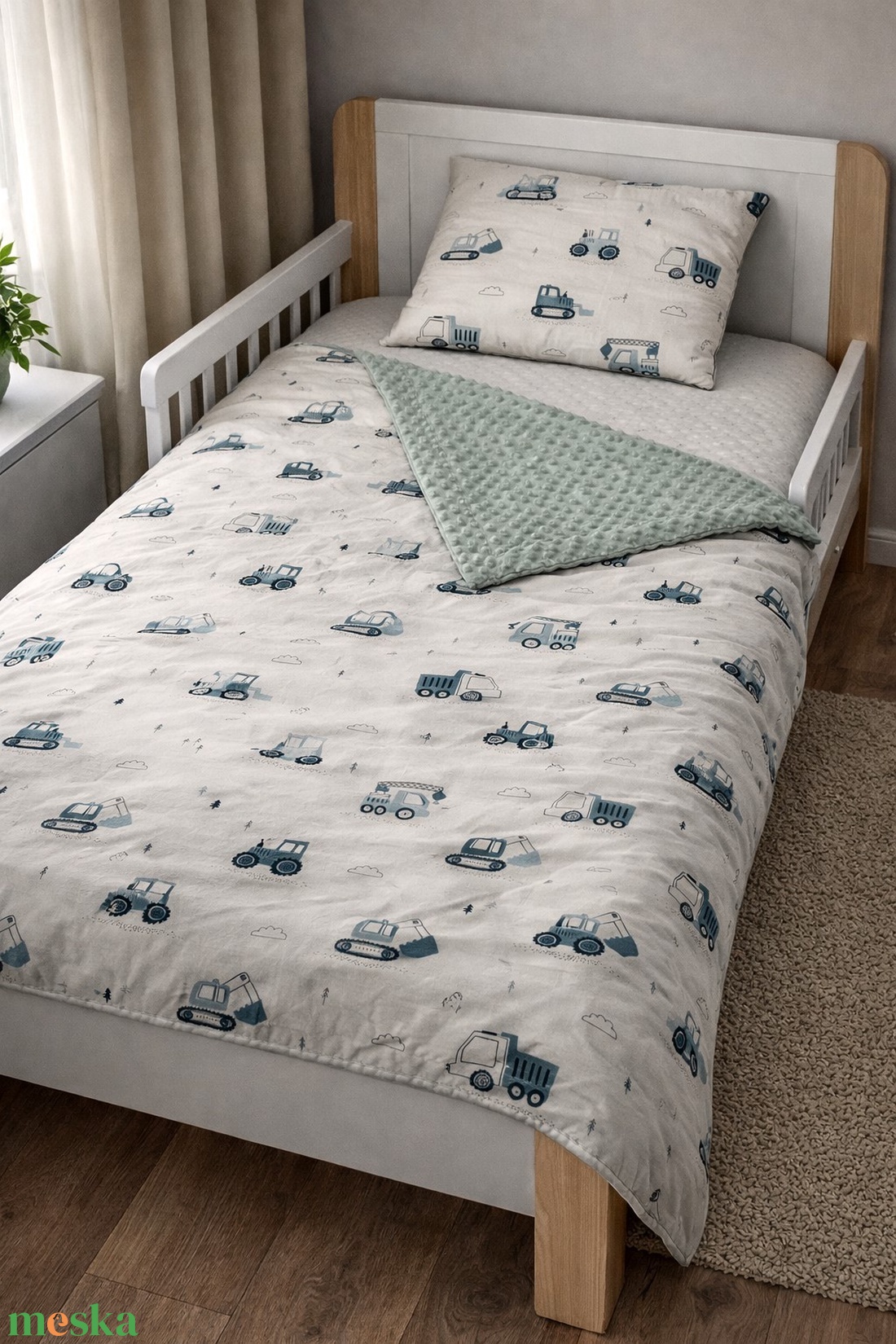 Gyermekágynemű szett 2 részes - Zsálya építők - játék & sport - ovis felszerelés - ovis ágynemű - Meska.hu