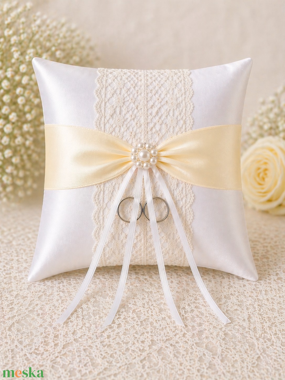 Gyűrűpárna - Ekrü álom - esküvő - kiegészítők - gyűrűtartó & gyűrűpárna - Meska.hu