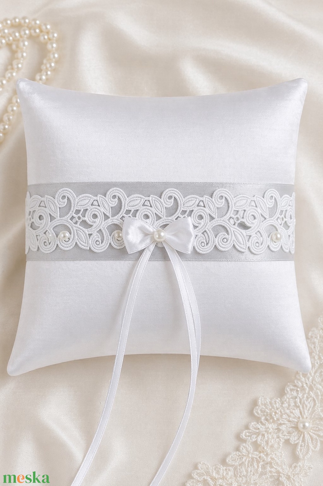 Gyűrűpárna - Ezüst harmónia - esküvő - kiegészítők - gyűrűtartó & gyűrűpárna - Meska.hu