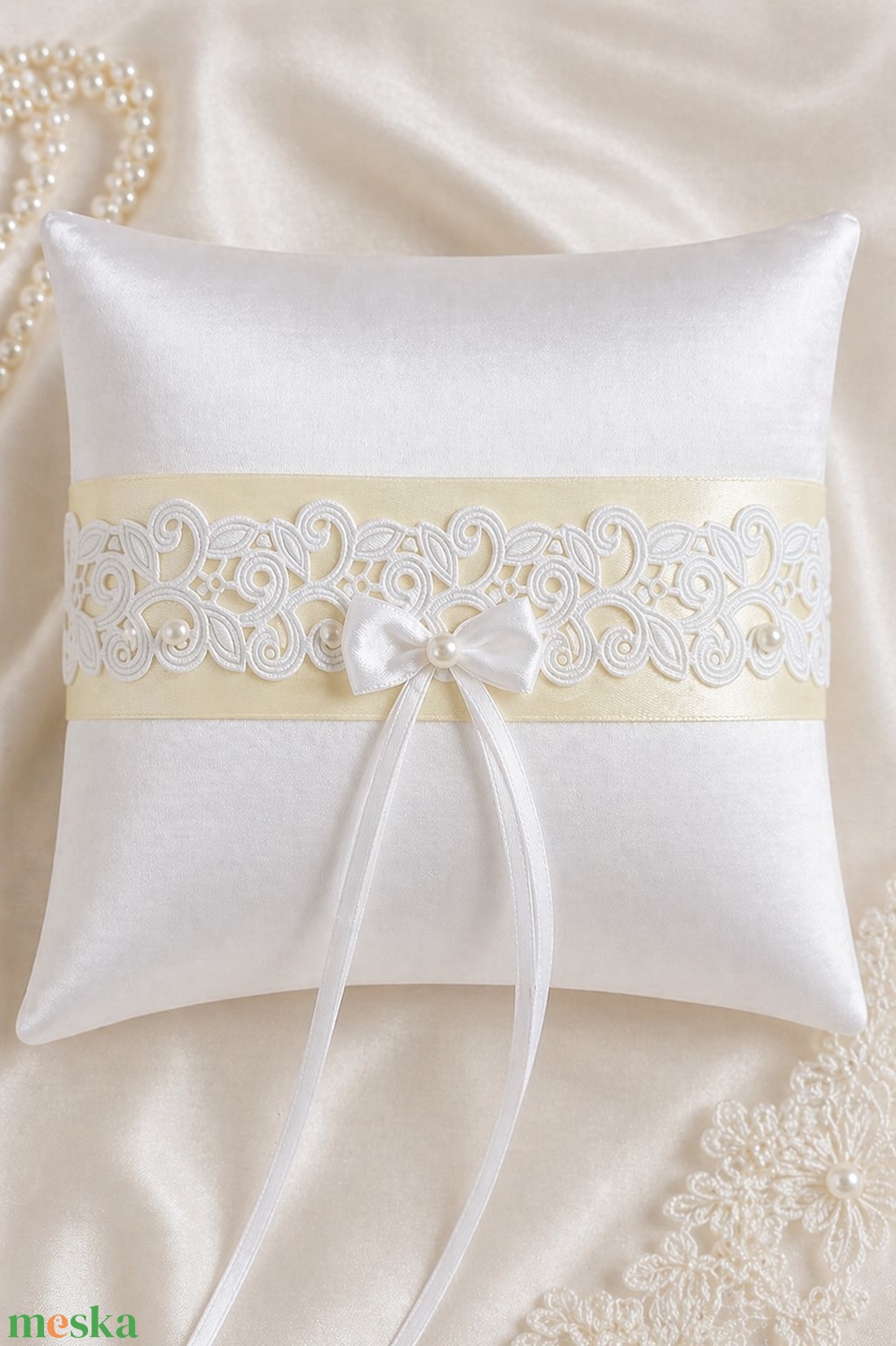 Gyűrűpárna - Ekrü harmónia - esküvő - kiegészítők - gyűrűtartó & gyűrűpárna - Meska.hu