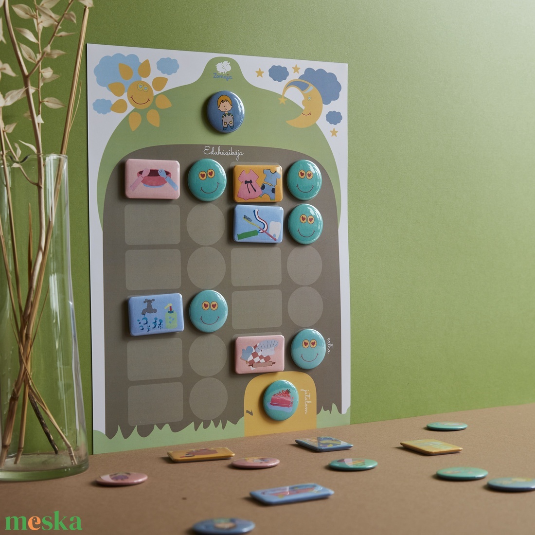 Eduházikó mágneses jutalomtábla alapcsomag  - otthon & életmód - konyhafelszerelés, tálalás - konyhai dekoráció - hűtőmágnes - Meska.hu