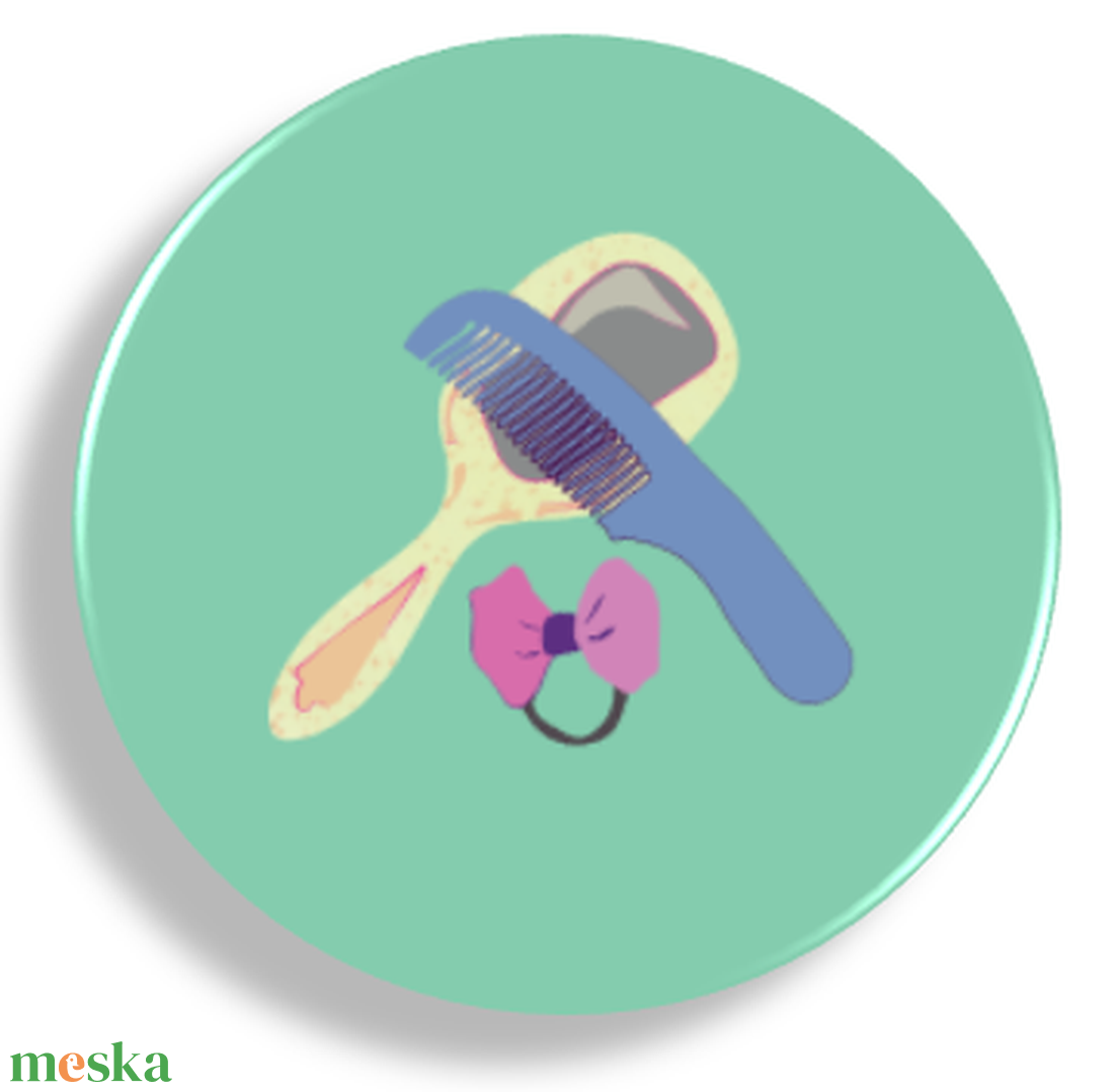 Fésülködős, hajápolás, hajgumizás mágnes - otthon & életmód - konyhafelszerelés, tálalás - konyhai dekoráció - hűtőmágnes - Meska.hu