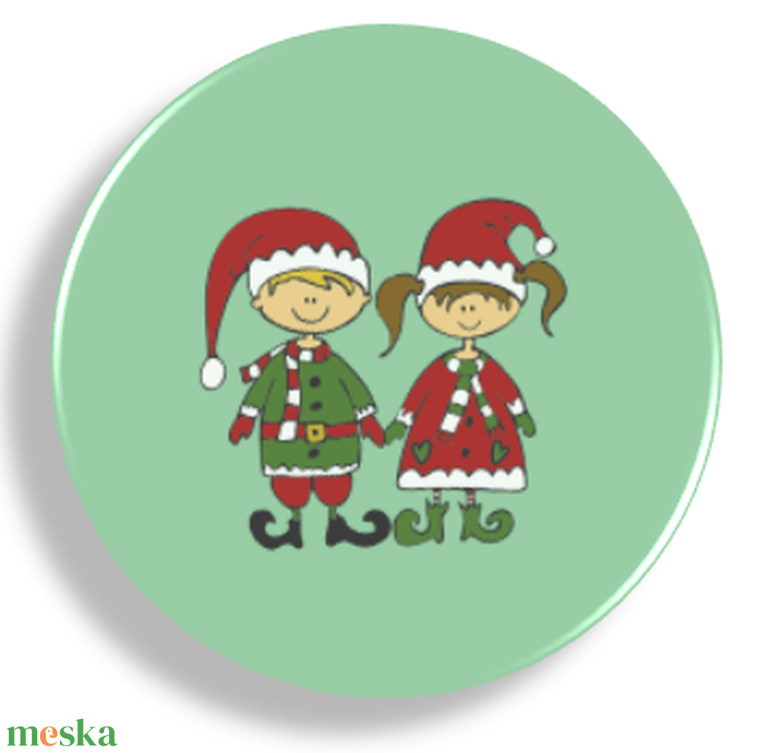 Karácsonyi manók, kisfiú, kislány mágnes - karácsony - adventi díszek - adventi naptár - Meska.hu