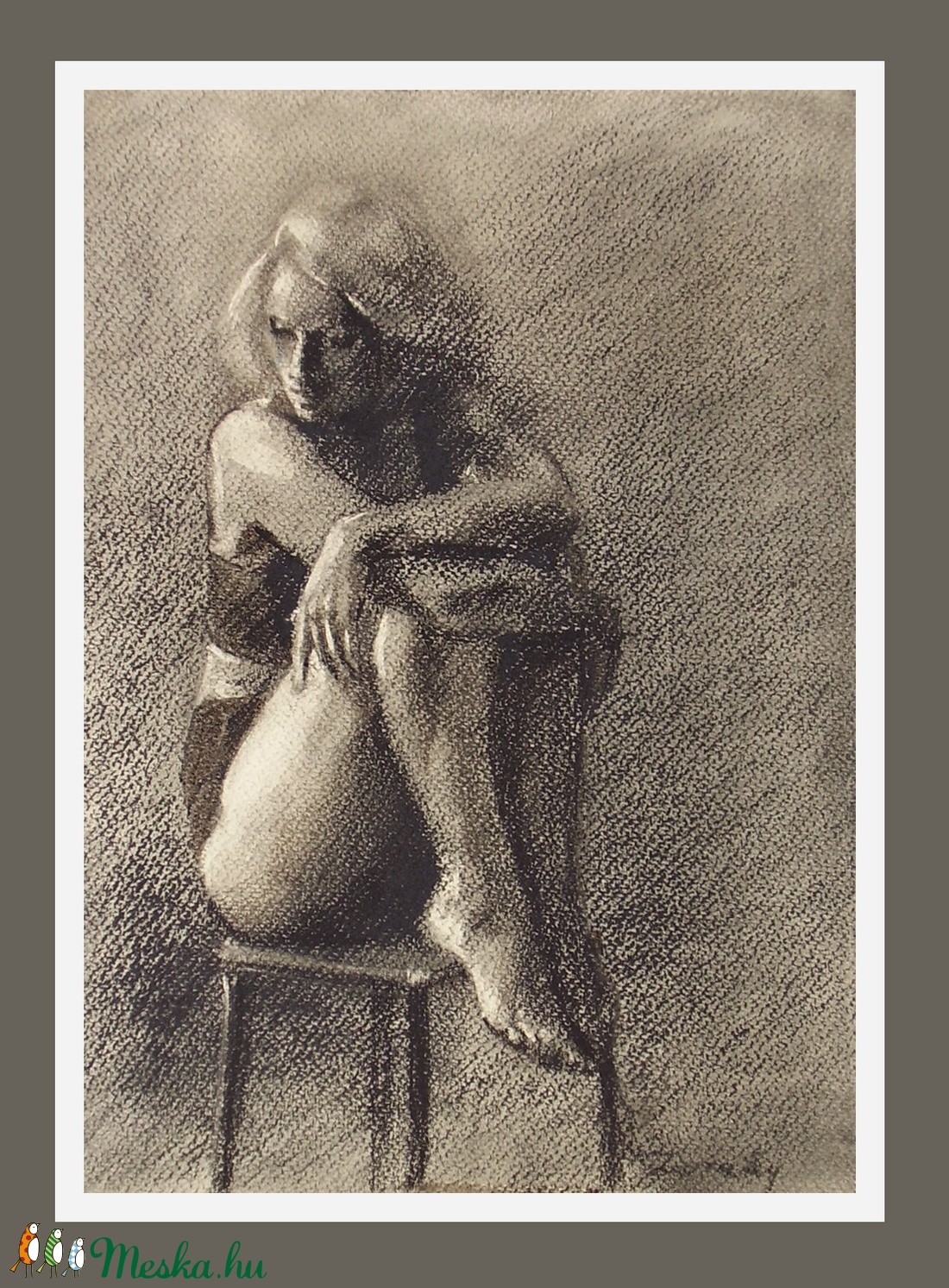 Nőalak, szénrajz - művészet - grafika & illusztráció - Meska.hu
