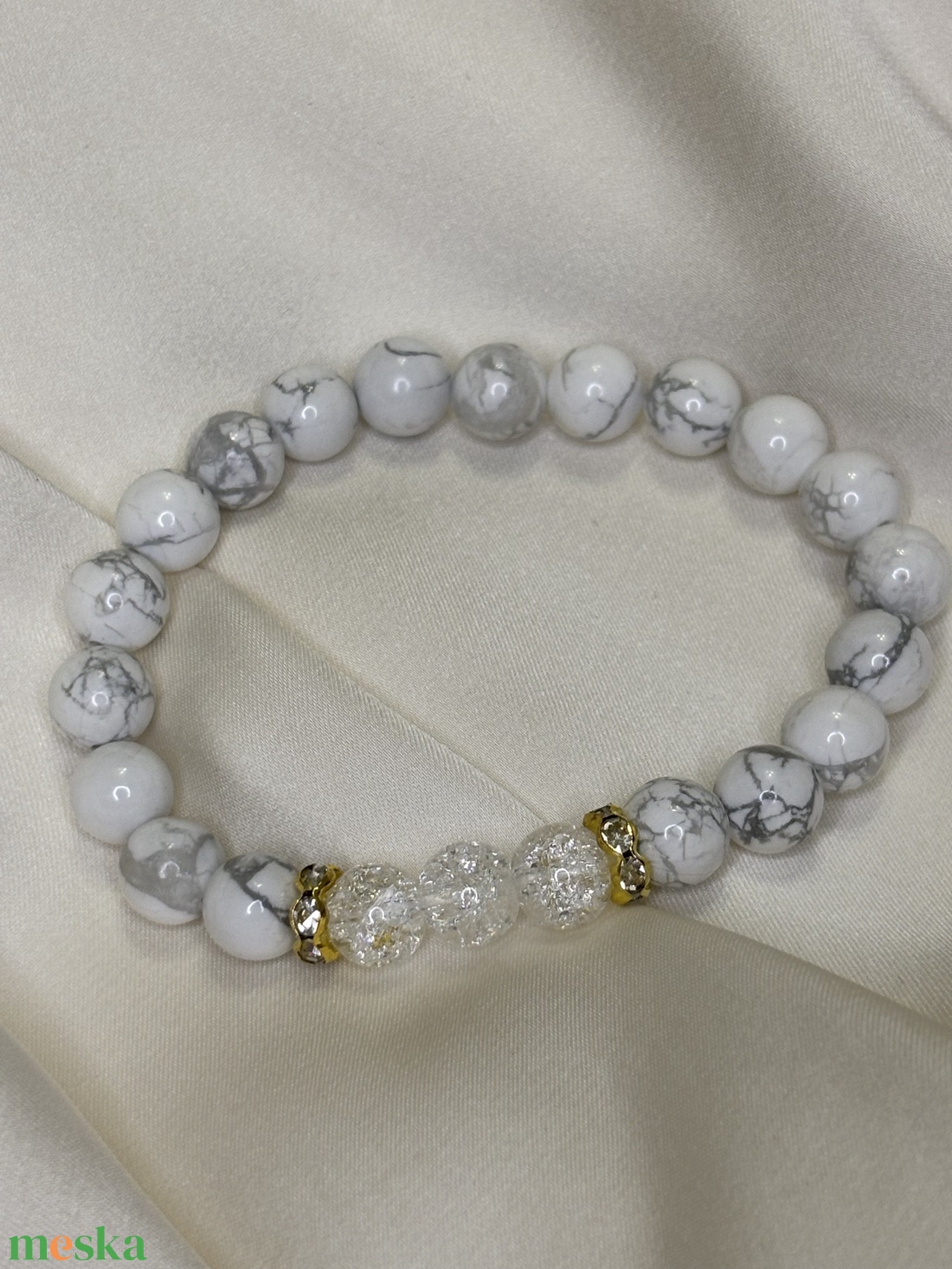 SZORONGÁSOLDÓ - Howlit  Hegyi kristály karkötő  - ékszer - karkötő - ásványkarkötő - Meska.hu