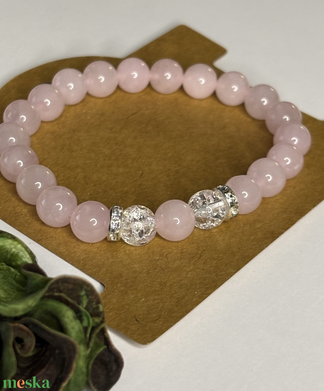 LELKI GYÓGYÍTÓ - Rózsakvarc  Hegyi kristály karkötő   - ékszer - karkötő - ásványkarkötő - Meska.hu