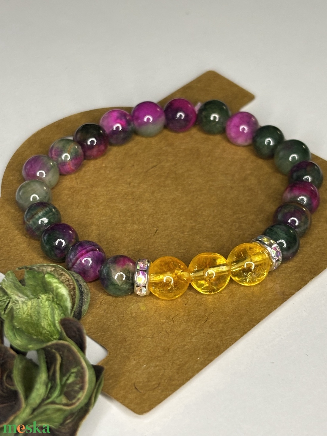 BŐSÉG - Lilaperzsa jáde  Citrin karkötő - ékszer - karkötő - ásványkarkötő - Meska.hu