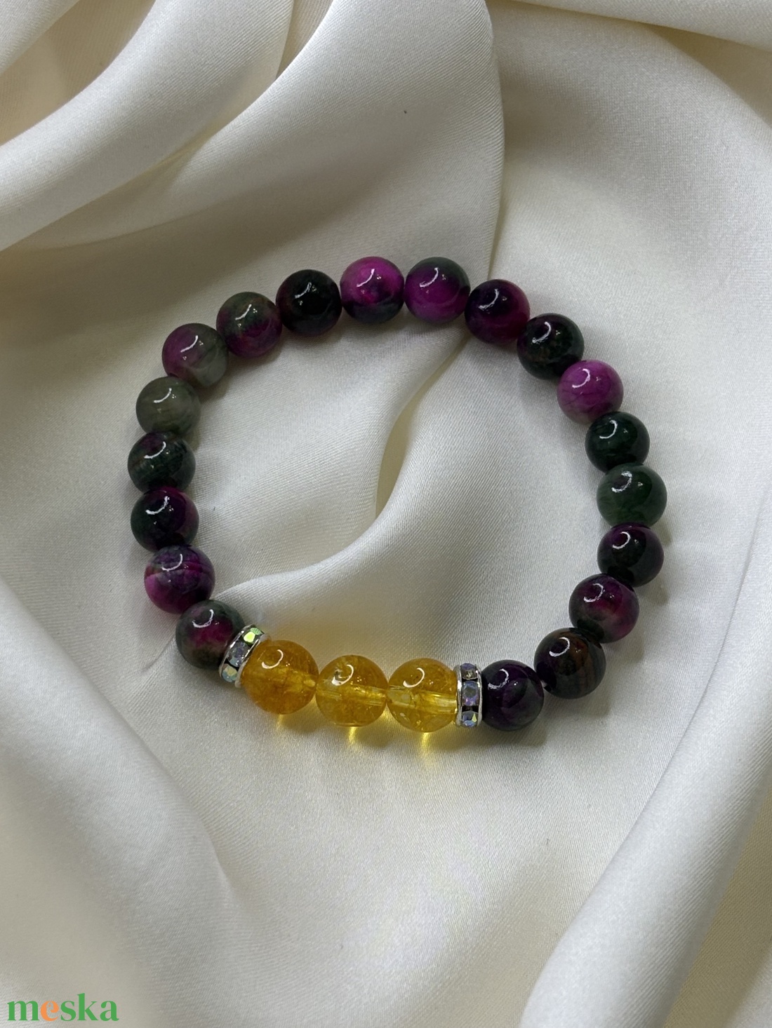 BŐSÉG - Lilaperzsa jáde  Citrin karkötő - ékszer - karkötő - ásványkarkötő - Meska.hu