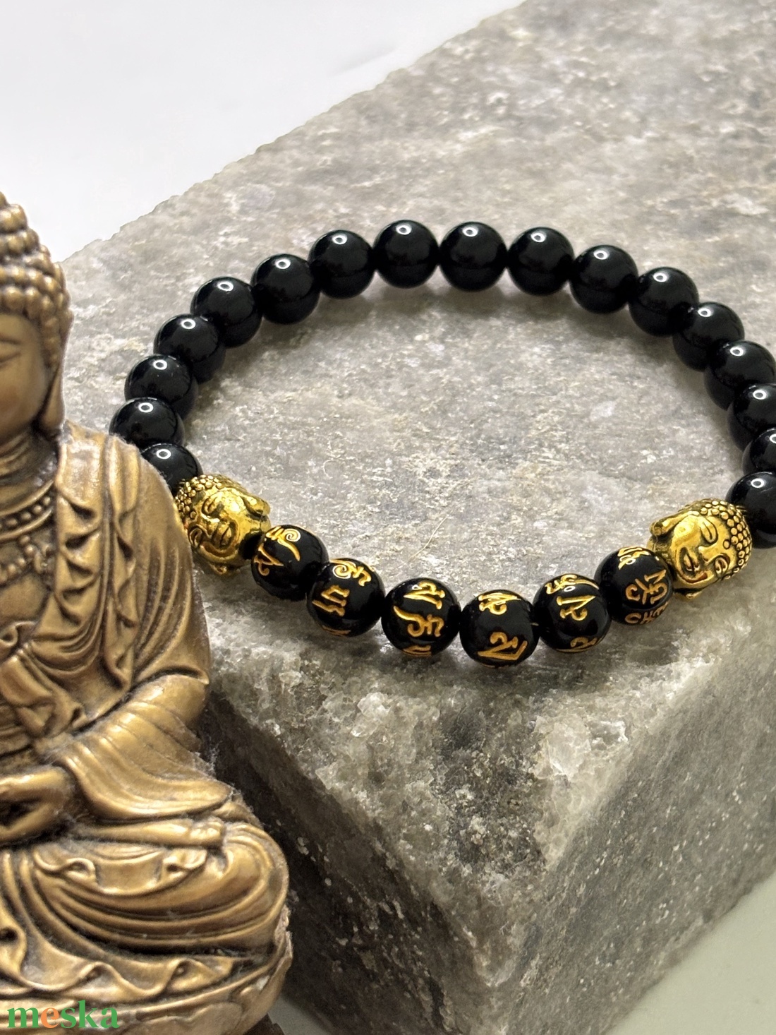 VÉDELEM - Mantra gyöngyök   Fekete obszidián karkötő - ékszer - karkötő - ásványkarkötő - Meska.hu