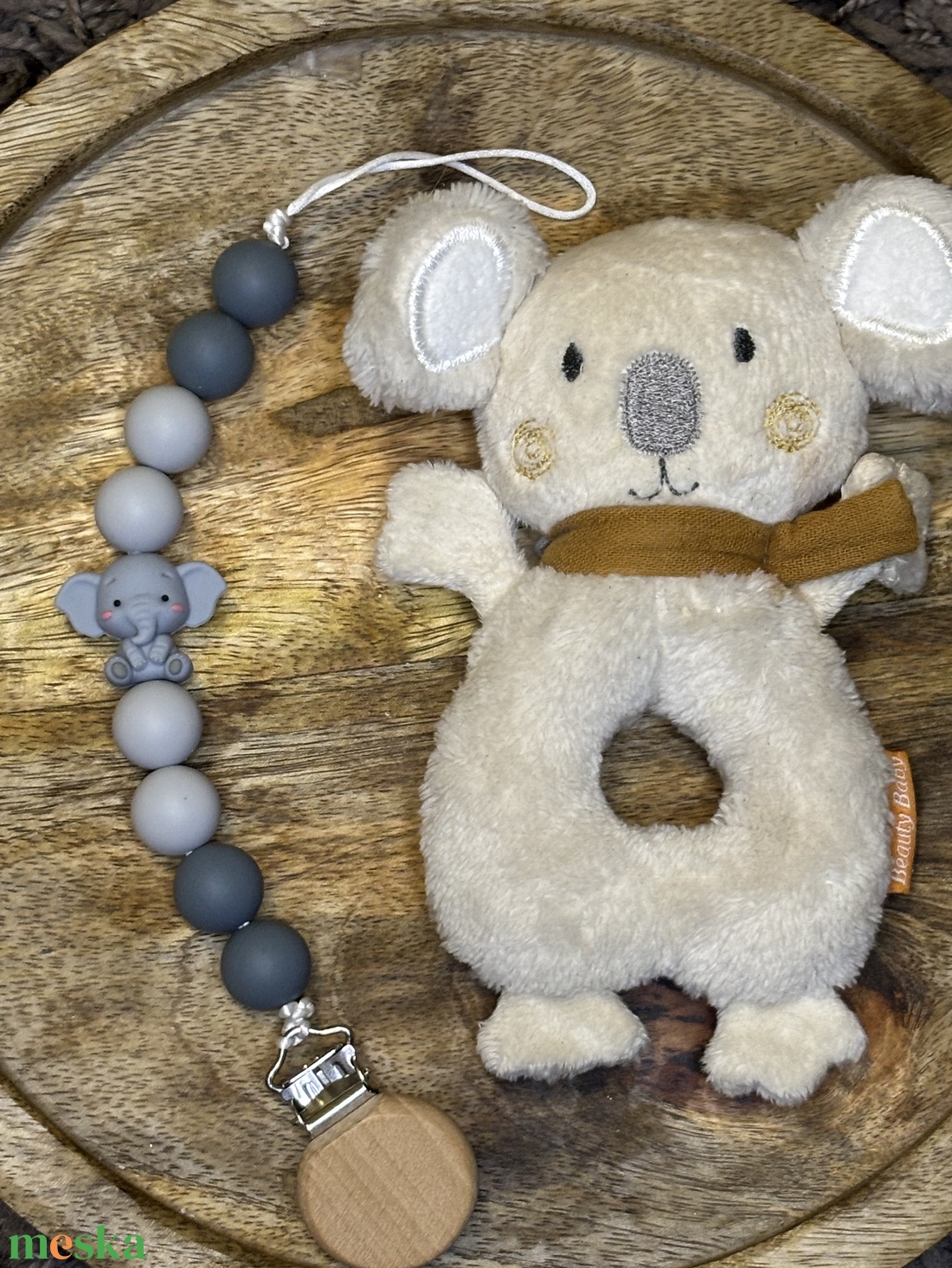 Szürke elefántos szilikon cumilánc  biztonságos és aranyos baba kiegészítő - játék & sport - 3 éves kor alattiaknak - cumilánc - Meska.hu