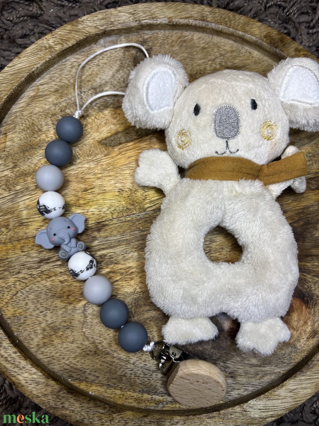 Szürke elefántos szilikon cumilánc  biztonságos és aranyos baba kiegészítő - játék & sport - 3 éves kor alattiaknak - cumilánc - Meska.hu