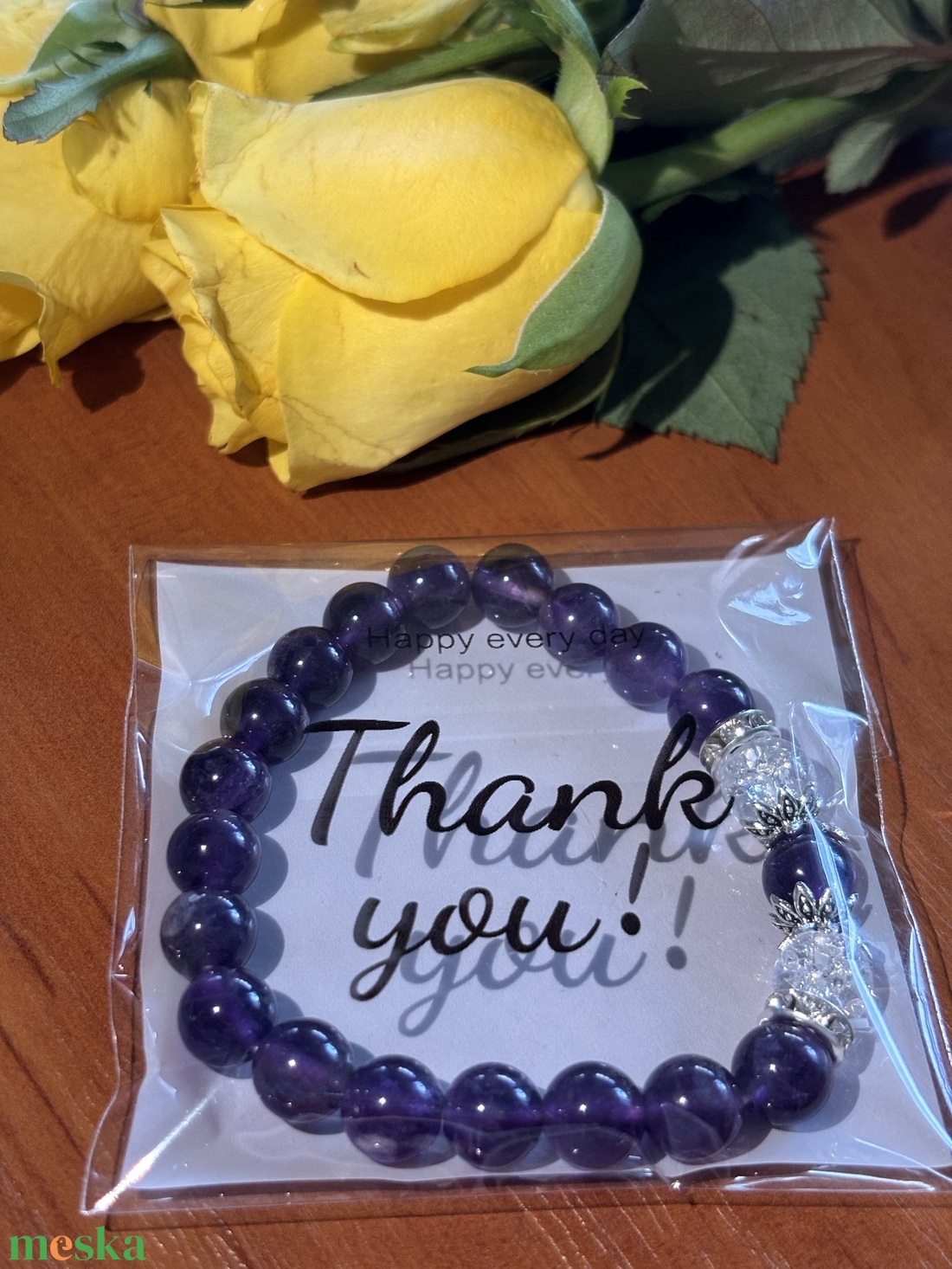  NYUGTATÓ - Ametiszt  Hegyi kristály karkötő - ékszer - karkötő - ásványkarkötő - Meska.hu