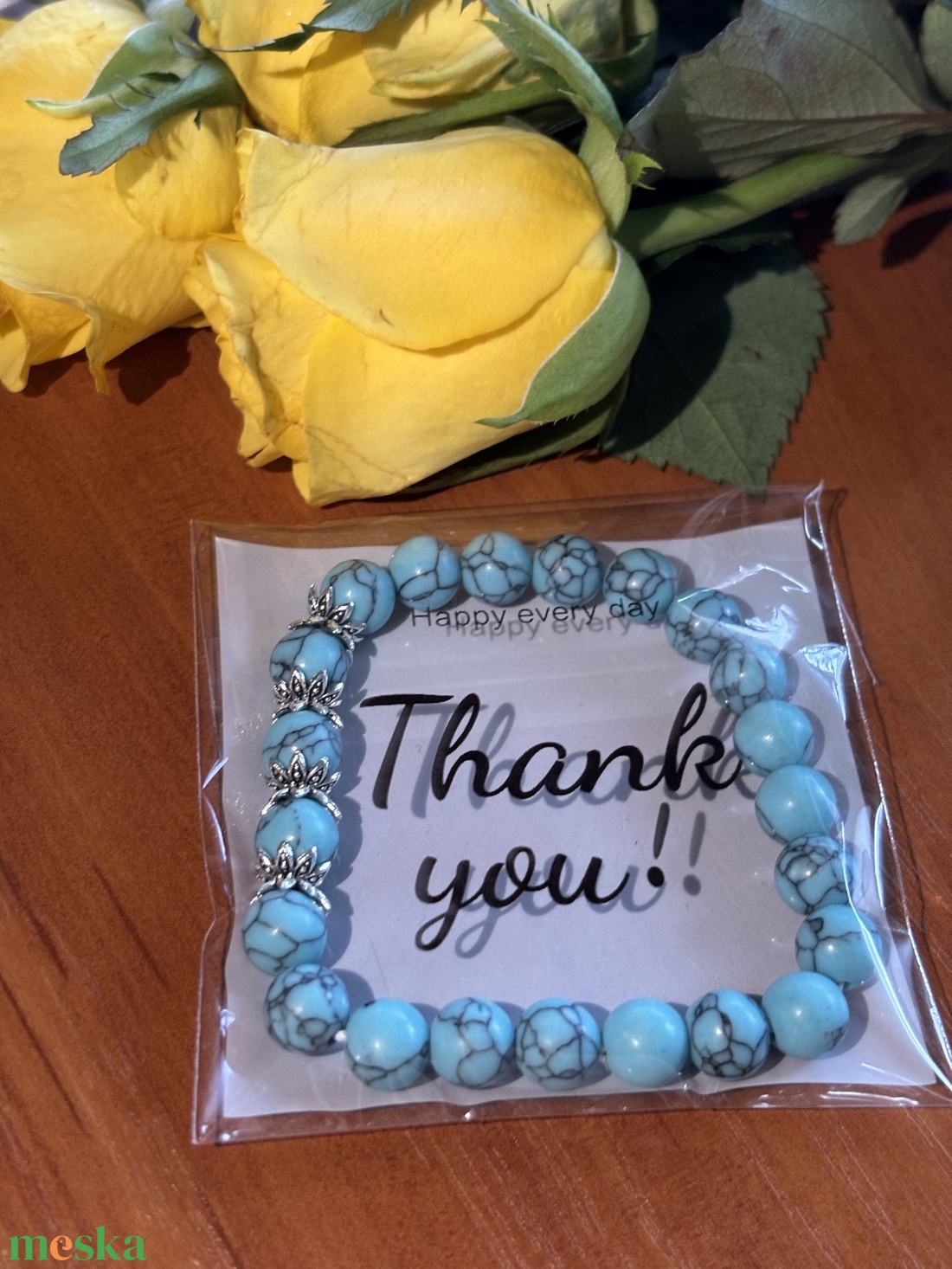 JÓLÉT - Türkiz karkötő - ékszer - karkötő - ásványkarkötő - Meska.hu