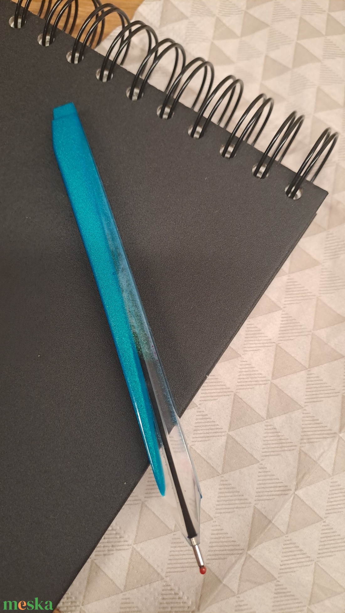 Epoxy kék csillogó toll - otthon & életmód - papír, írószer - ceruza & toll - Meska.hu