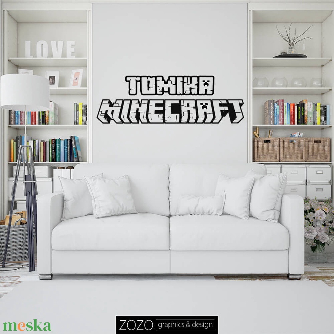 Minecraft falmatrica egyedi névvel - gamer névre szóló fali dekoráció - otthon & életmód - dekoráció - fali és függő dekoráció - falmatrica & tapéta - Meska.hu