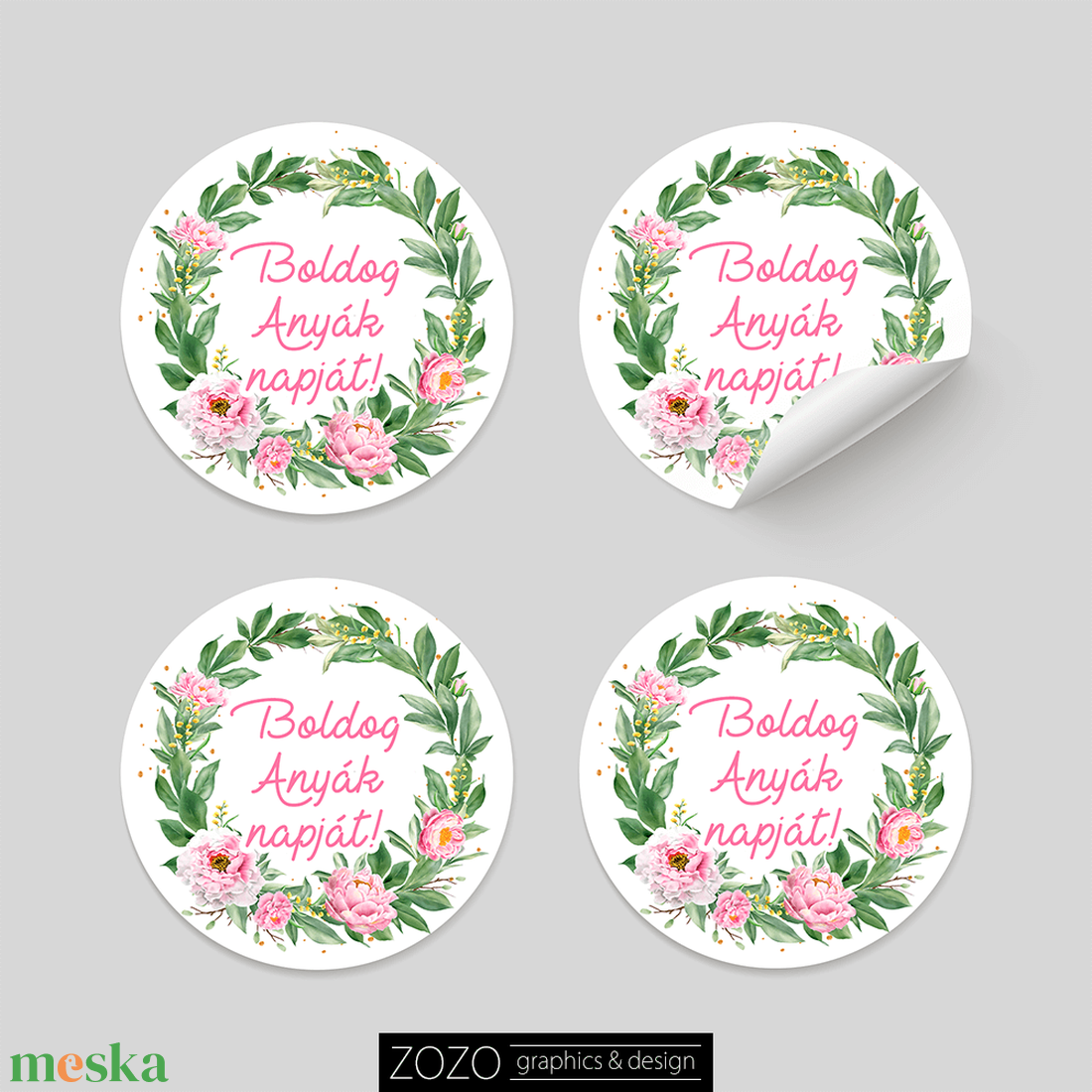 Matrica csomag kérhető egyedi szöveggel felirattal is 15-40 db Anyák napi virágos öntapadós címke - Boldog Anyák napját - otthon & életmód - papír, írószer - matrica, matrica csomag - Meska.hu