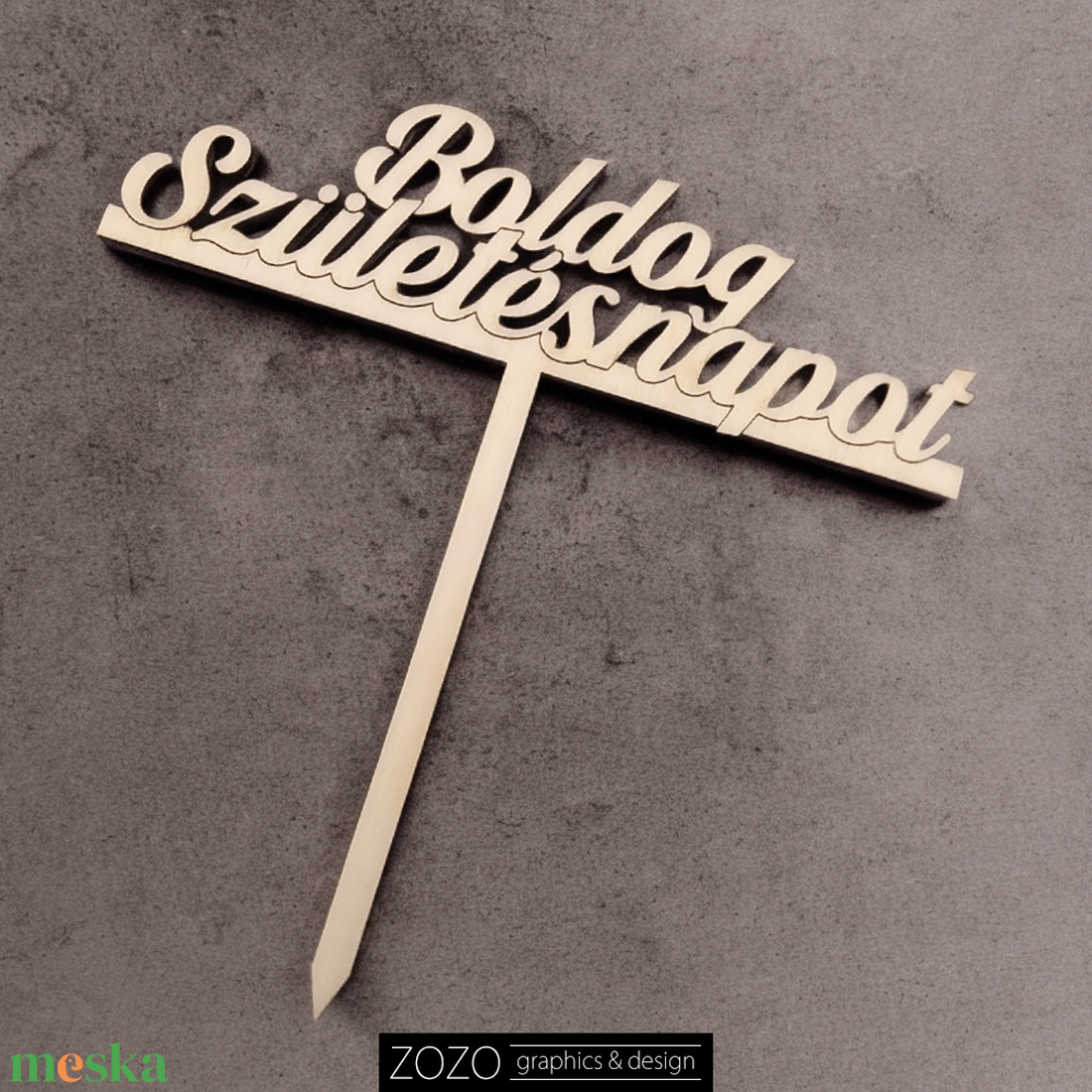 Tortadísz beszúró torta beszúró dísz dekoráció boldog születésnapot fa lézervágott - otthon & életmód - konyhafelszerelés, tálalás - sütés, főzés - sütidísz - Meska.hu