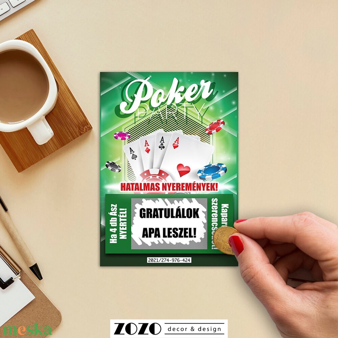Poker egyedi kaparós felkérő bejelentő sorsjegy személyre szabott saját szöveggel bababejelentő tanúfelkérő ajándék - otthon & életmód - papír, írószer - ajándékozás kellékei - ajándék sorsjegy - Meska.hu