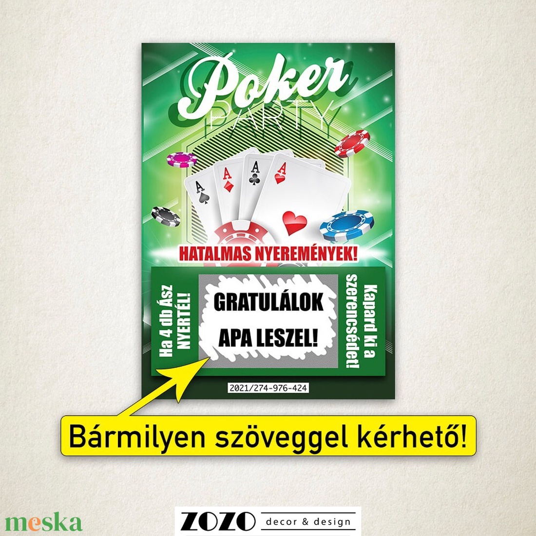Poker egyedi kaparós felkérő bejelentő sorsjegy személyre szabott saját szöveggel bababejelentő tanúfelkérő ajándék - otthon & életmód - papír, írószer - ajándékozás kellékei - ajándék sorsjegy - Meska.hu