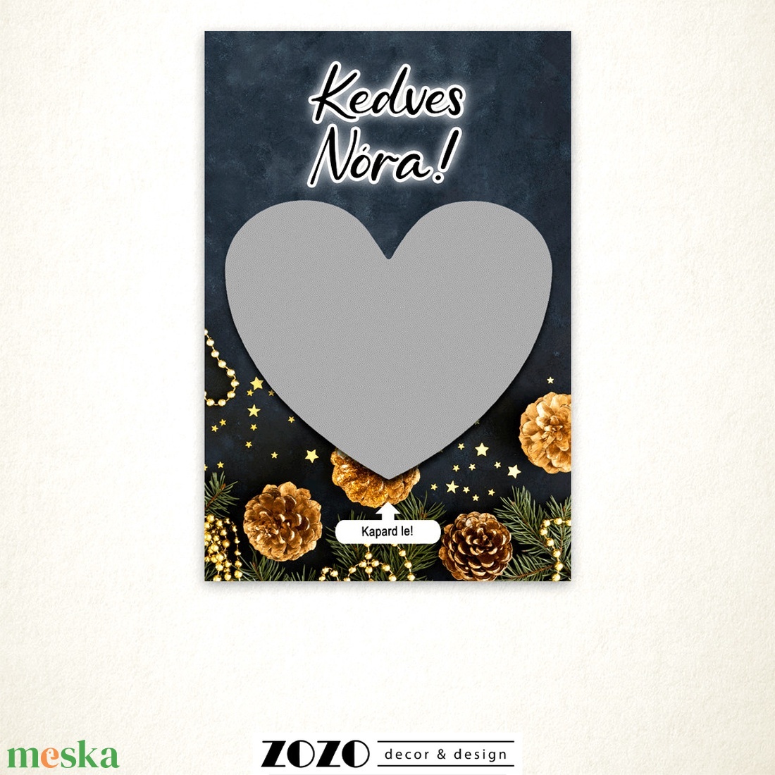 Karácsonyi egyedi kaparós lap üdvözlőkártya általad megadott saját szöveggel személyre szabott felkérő bejelentő ajándék - otthon & életmód - papír, írószer - ajándékozás kellékei - képeslap, üdvözlőlap - Meska.hu