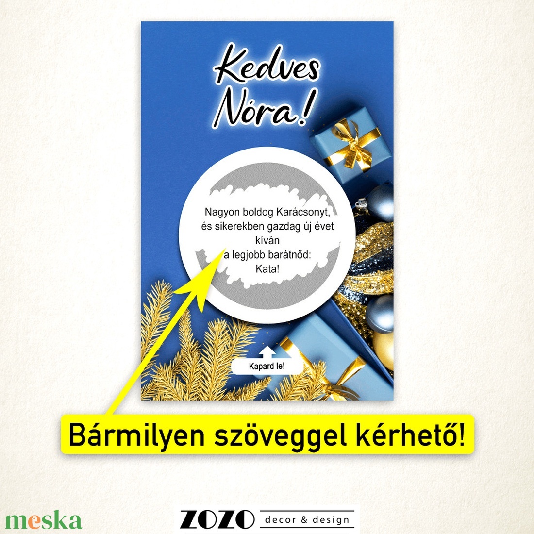 Karácsonyi egyedi kaparós lap üdvözlőkártya általad megadott saját szöveggel személyre szabott felkérő bejelentő ajándék - otthon & életmód - papír, írószer - ajándékozás kellékei - ajándék sorsjegy - Meska.hu