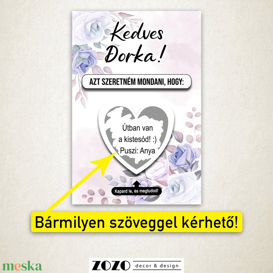 Keresztszülő tanú koszorúslány felkérő baba bejelentő egyedi kaparós sorsjegy lap kártya személyre szabott szöveggel - otthon & életmód - papír, írószer - ajándékozás kellékei - ajándék sorsjegy - Meska.hu