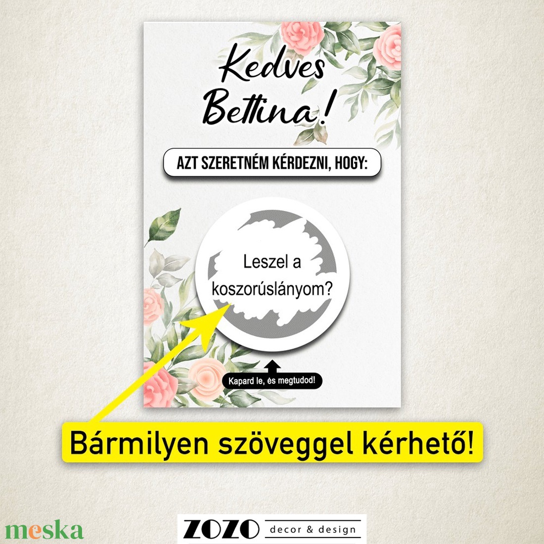 Keresztszülő tanú koszorúslány felkérő baba bejelentő egyedi kaparós sorsjegy lap kártya személyre szabott szöveggel - otthon & életmód - papír, írószer - ajándékozás kellékei - ajándék sorsjegy - Meska.hu