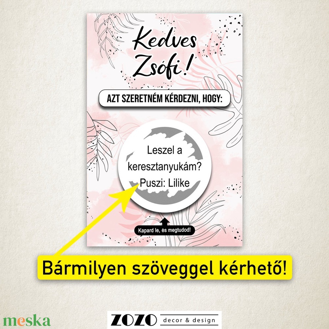Keresztszülő tanú koszorúslány felkérő baba bejelentő egyedi kaparós sorsjegy lap kártya személyre szabott szöveggel - otthon & életmód - papír, írószer - ajándékozás kellékei - ajándék sorsjegy - Meska.hu