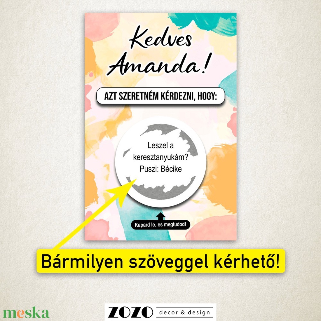 Keresztszülő tanú koszorúslány felkérő baba bejelentő egyedi kaparós sorsjegy lap kártya személyre szabott szöveggel - otthon & életmód - papír, írószer - ajándékozás kellékei - ajándék sorsjegy - Meska.hu