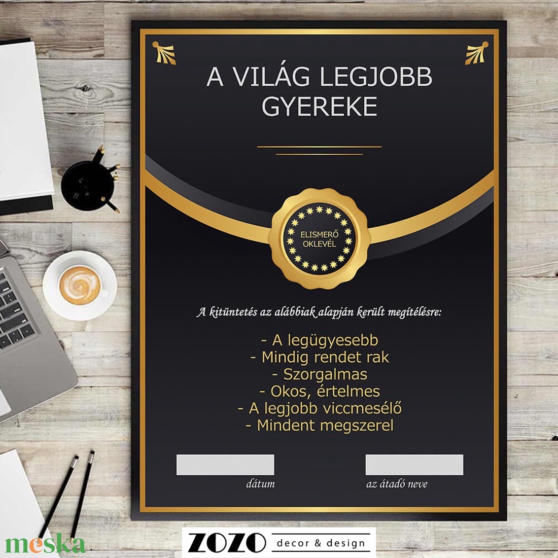 Elismerő oklevél egyedi személyre szabott különleges vicces dekoráció falikép ajándékötlet elismerés bármilyen alkalomra - otthon & életmód - dekoráció - kép & falikép - poszter - Meska.hu