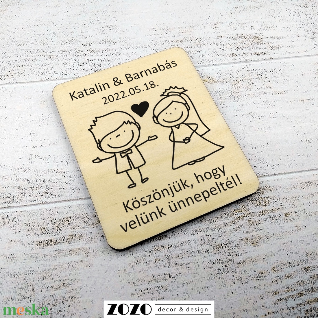Esküvői hűtőmágnes egyedi személyre szabott lézervágott gravírozott házassági köszönetajándék köszönőajándék dekoráció - esküvő - emlék & ajándék - köszönőajándék - Meska.hu