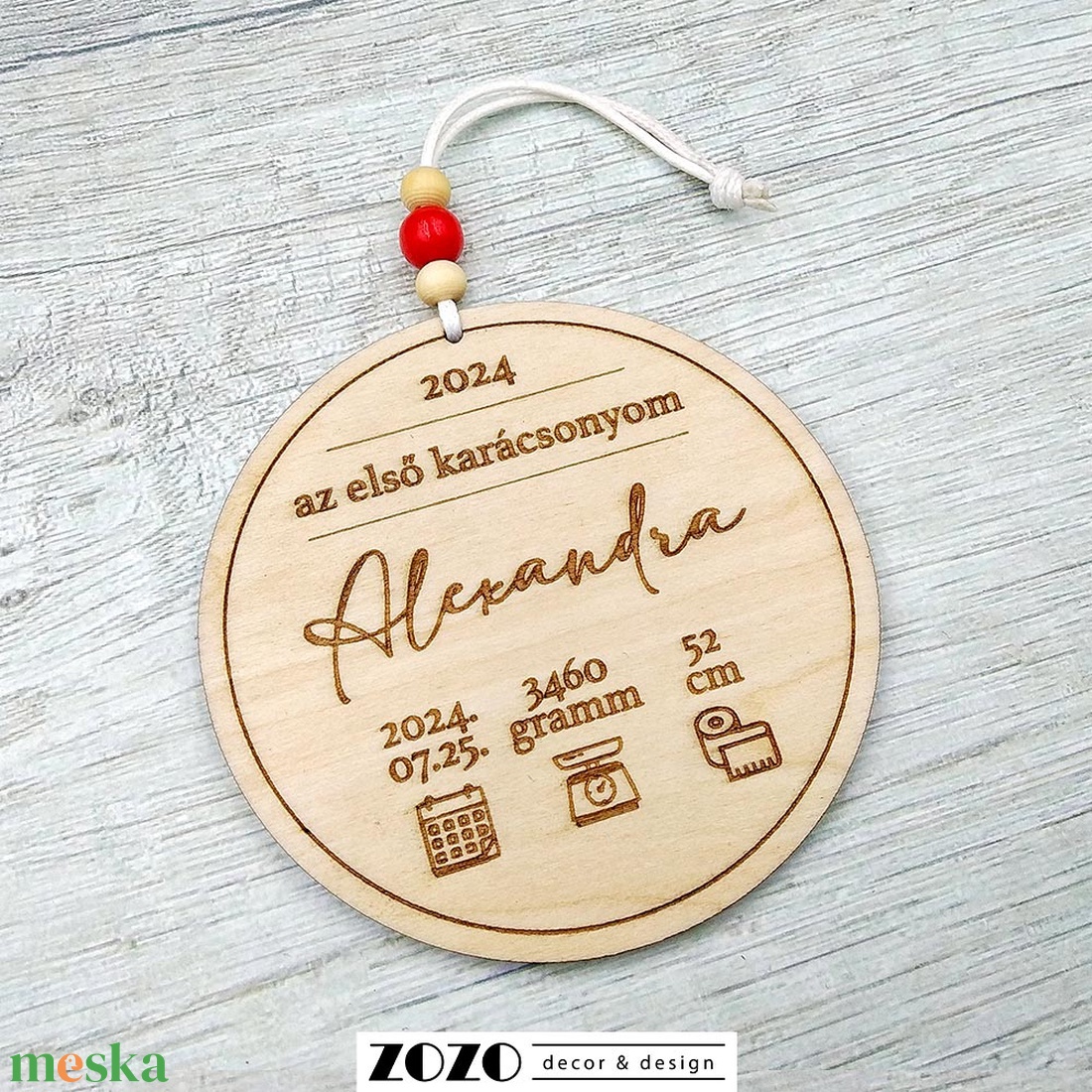 Egyedi névre szóló karácsonyfadísz első karácsonyom karácsonyi dísz újszülött baba névvel személyre szabható szöveggel - karácsony - karácsonyi lakásdekoráció - karácsonyfadíszek - Meska.hu