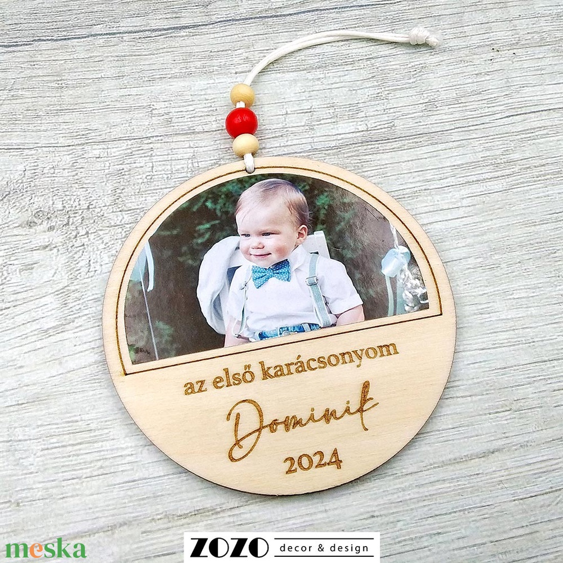 Egyedi névre szóló karácsonyfadísz első karácsonyom fényképes karácsonyi dísz újszülött baba névvel személyre szabható - karácsony - karácsonyi lakásdekoráció - karácsonyfadíszek - Meska.hu