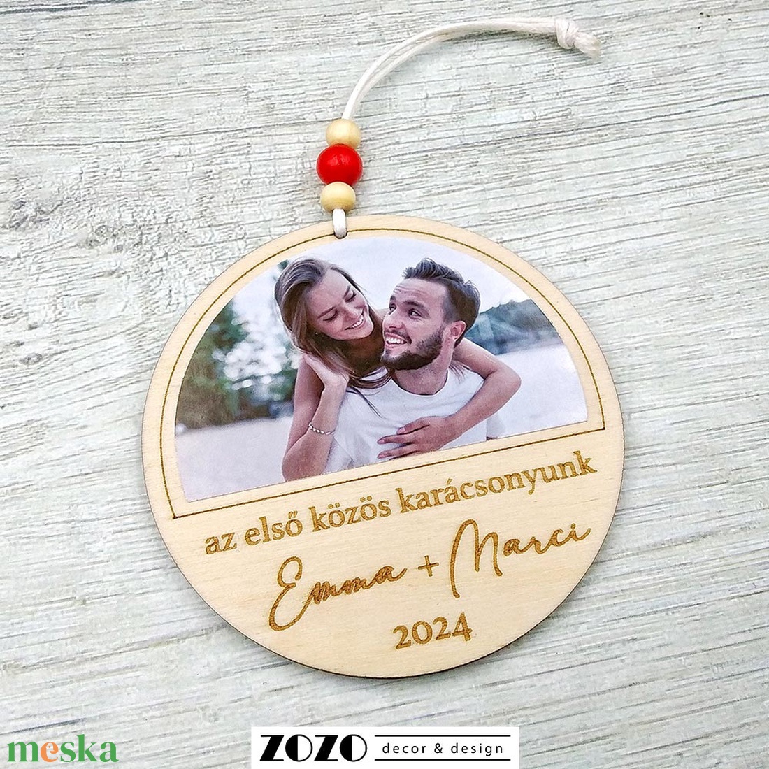 Egyedi névre szóló karácsonyfadísz fényképes karácsonyi dísz szerelmes pároknak páros közös névvel személyre szabható - karácsony - karácsonyi lakásdekoráció - karácsonyfadíszek - Meska.hu
